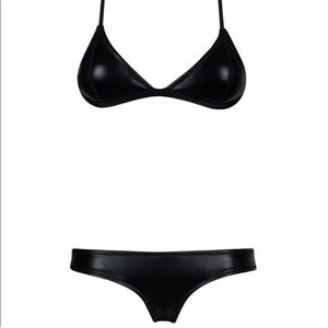 Black Leather Triangl Bikini